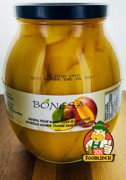 BONESA Natural peeled mango sliced in light syrup