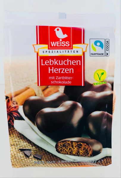WEISS Lebkuchen Herzen mit Zartbitter-Schokolade (Gingerbread Hearts Chocolate)