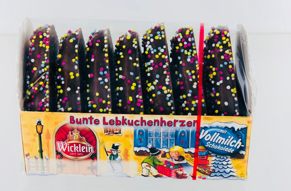 WICKLEIN Bunte Lebkuchenherzen mit Vollmilch-Schokolade
