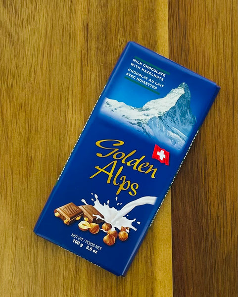 GOLDEN ALPS Milk Chocolate w/Hazelnuts 100g