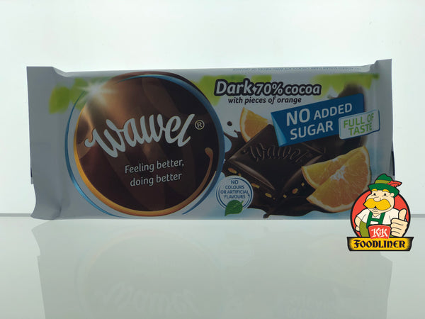 WAWEL Dark 70% Cocoa with pieces of orange no added sugar